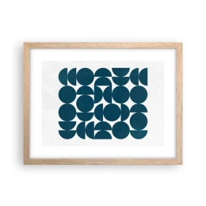 Plakat i ramme af lyst egetræ - Cirkler og halvcirkler - 40x30 cm