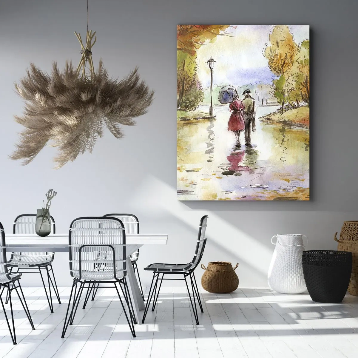 Lærredstryk - Billede på lærred - Romantisk efterår i parken - 55x100 cm