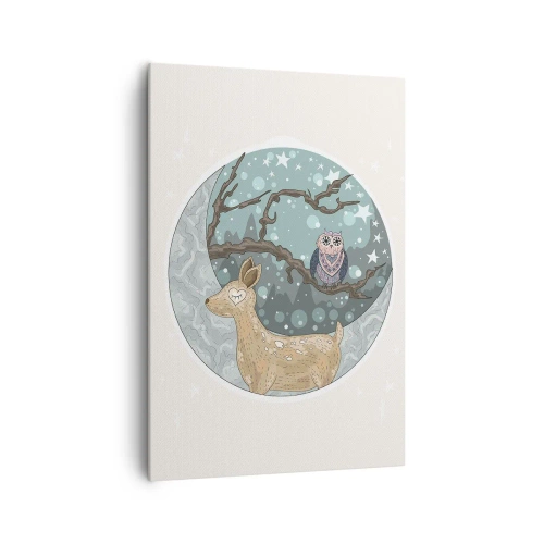 Lærredstryk - Billede på lærred - En eventyrlig skovnat - 70x100 cm