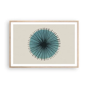 Plakat i ramme af lyst egetræ - Strålende på blå - 91x61 cm