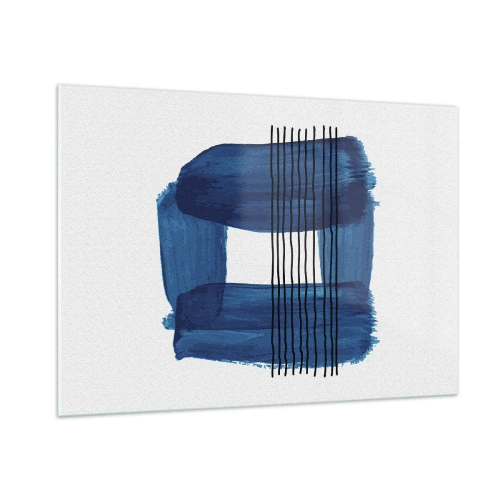 Billede på glas - Blå-sort sammensætning - 100x70 cm