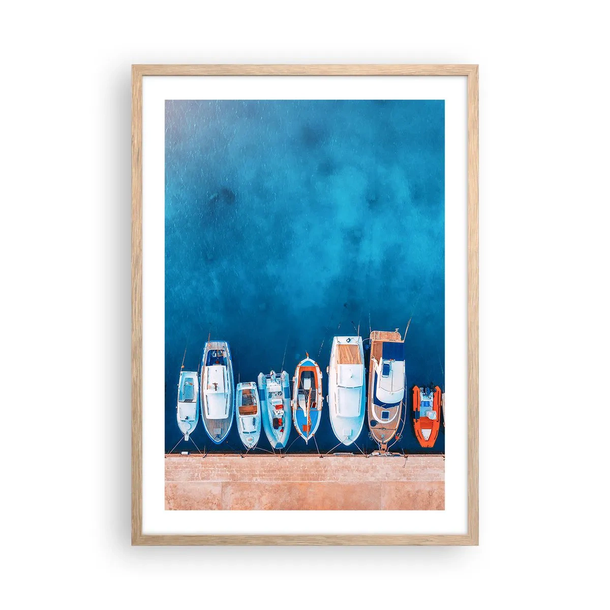 Plakat i ramme af lyst egetræ - I én række - 50x70 cm