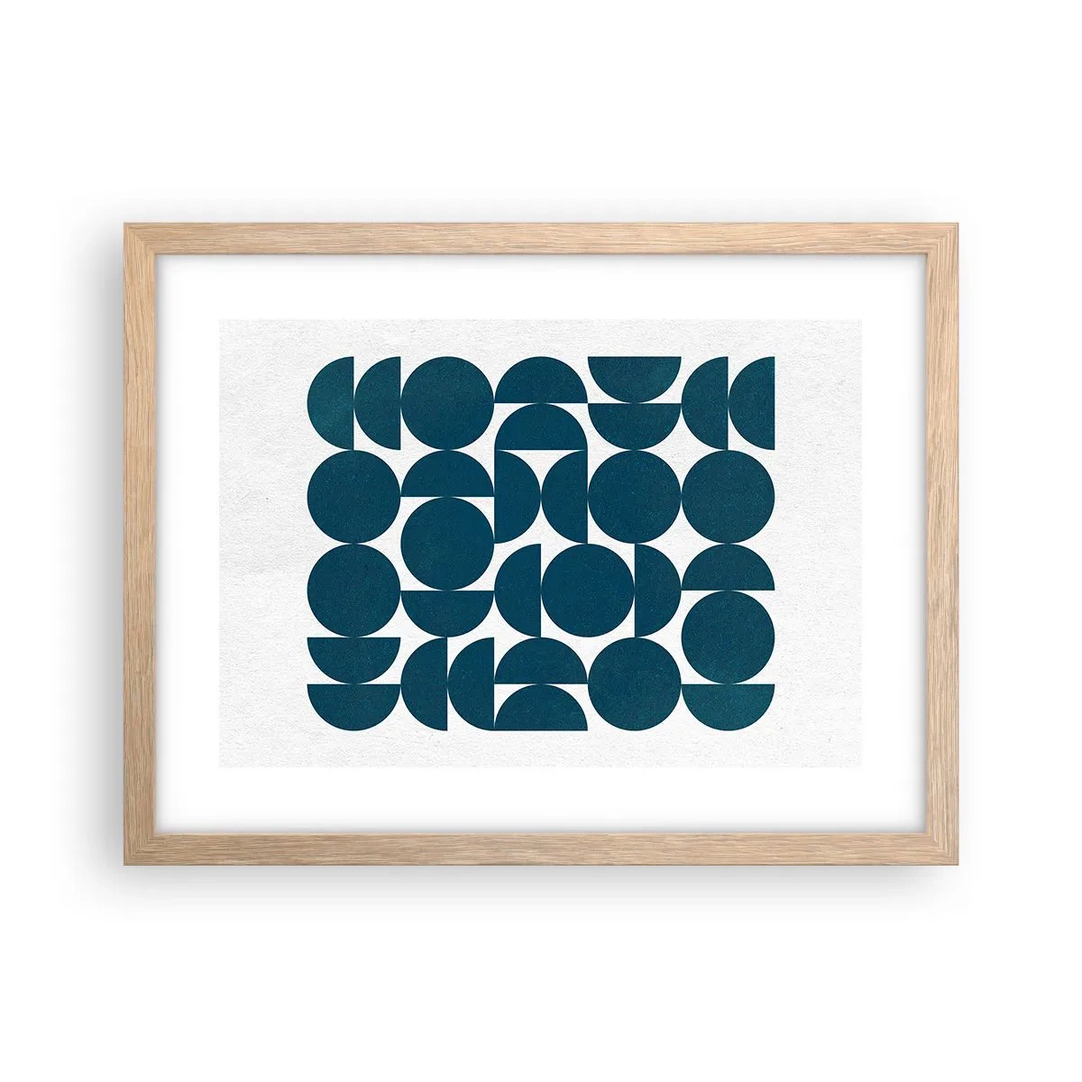 Plakat i ramme af lyst egetræ - Cirkler og halvcirkler - 40x30 cm