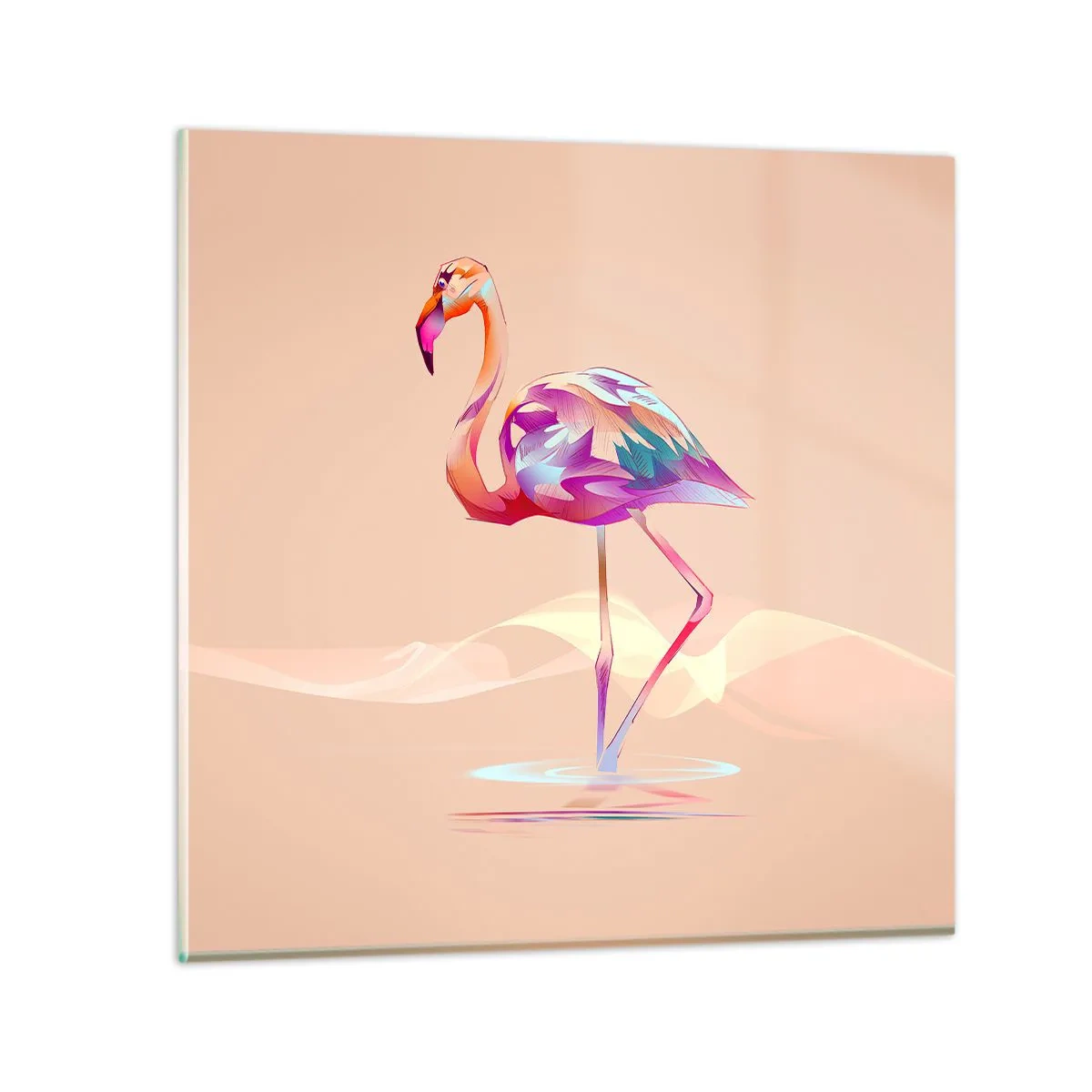 Billede på glas - Fugl af god stemning - 70x70 cm