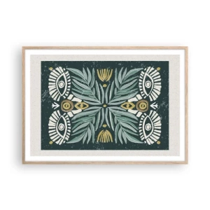 Plakat i ramme af lyst egetræ - Som en folkeudskæring - 100x70 cm