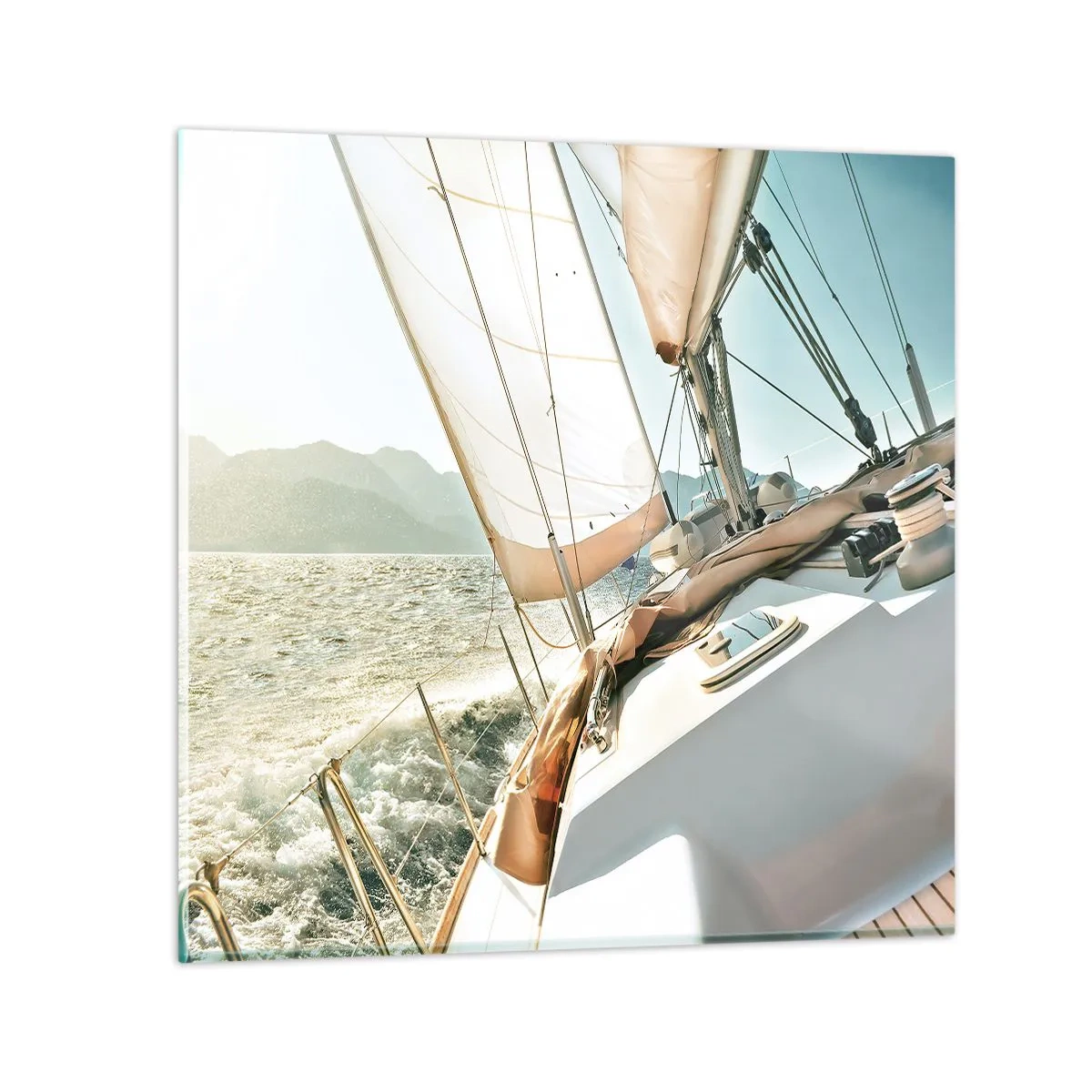 Billede på glas - Under fulde sejl - 50x50 cm