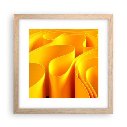 Plakat i ramme af lyst egetræ - Som solens bølger - 30x30 cm