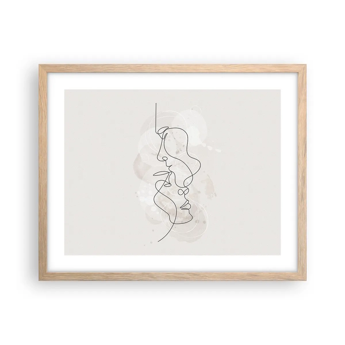 Plakat i ramme af lyst egetræ - Omfavnet i en omfavnelse - 50x40 cm