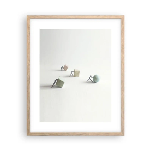 Plakat i ramme af lyst egetræ - Selve livet - 40x50 cm