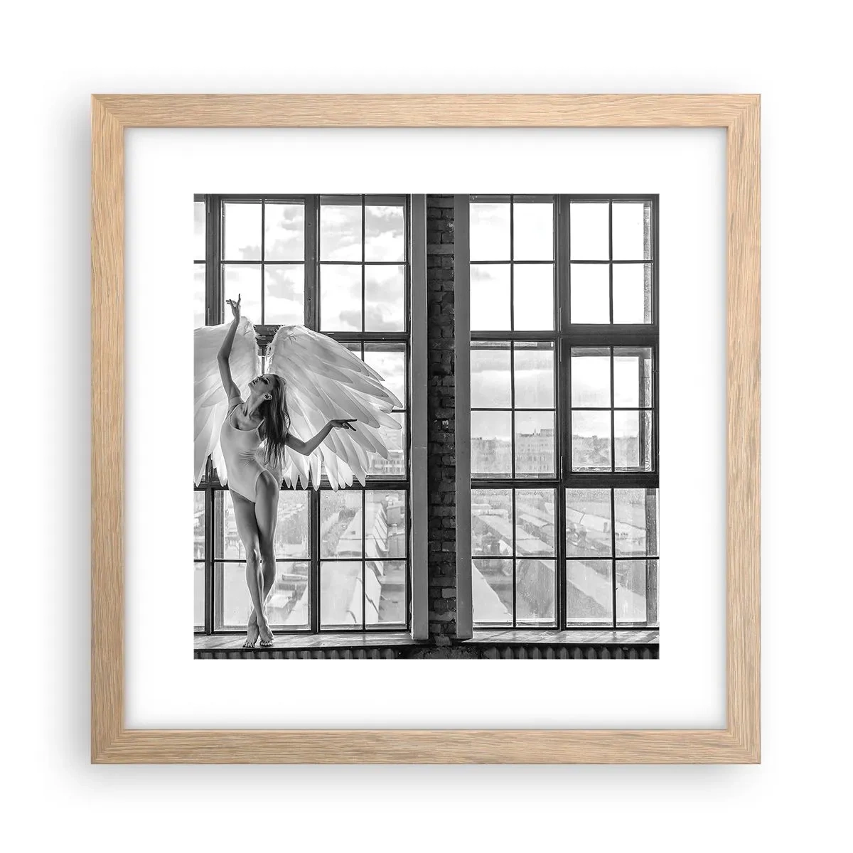 Plakat i ramme af lyst egetræ - Englenes by? - 30x30 cm