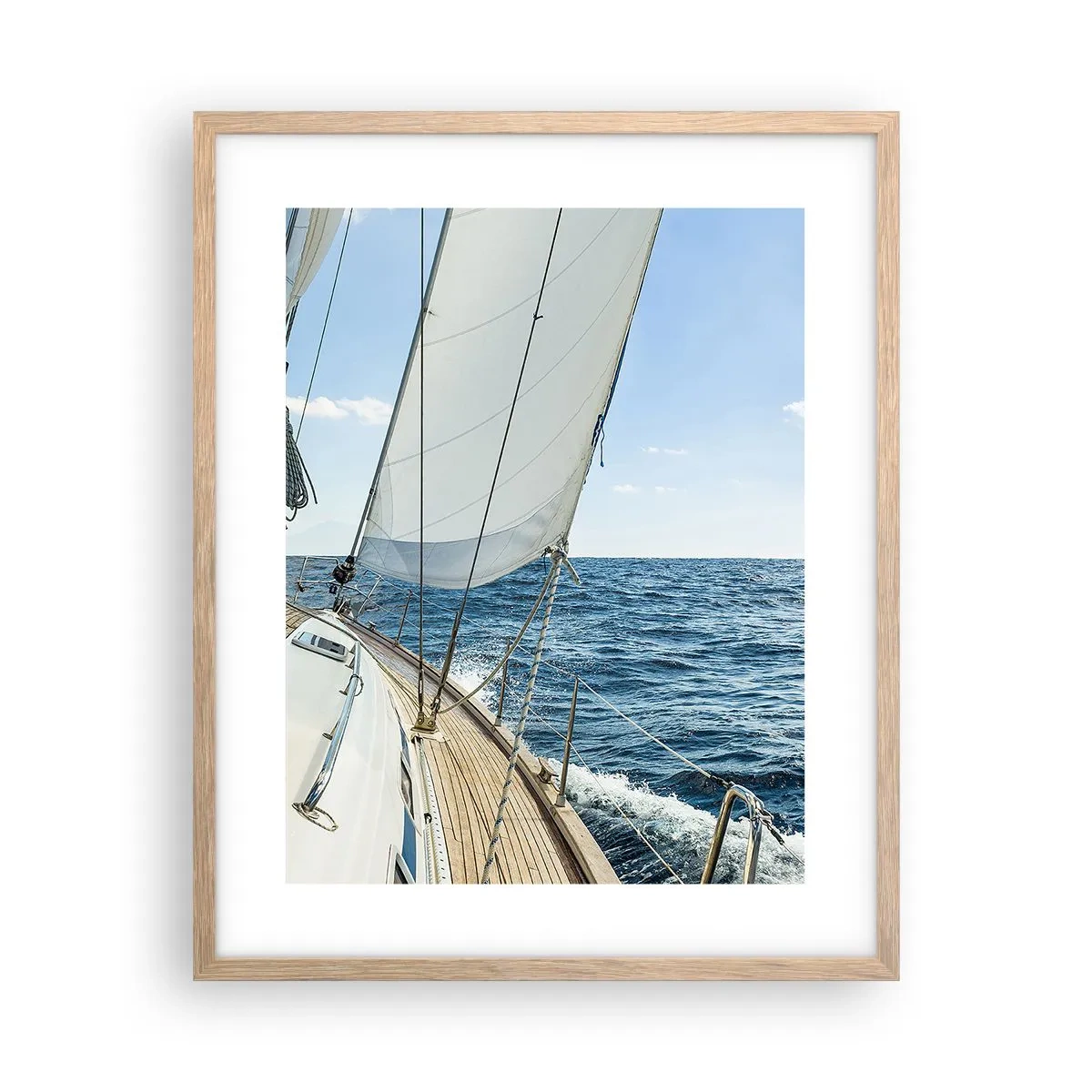 Plakat i ramme af lyst egetræ - Ahoj , eventyr - 40x50 cm