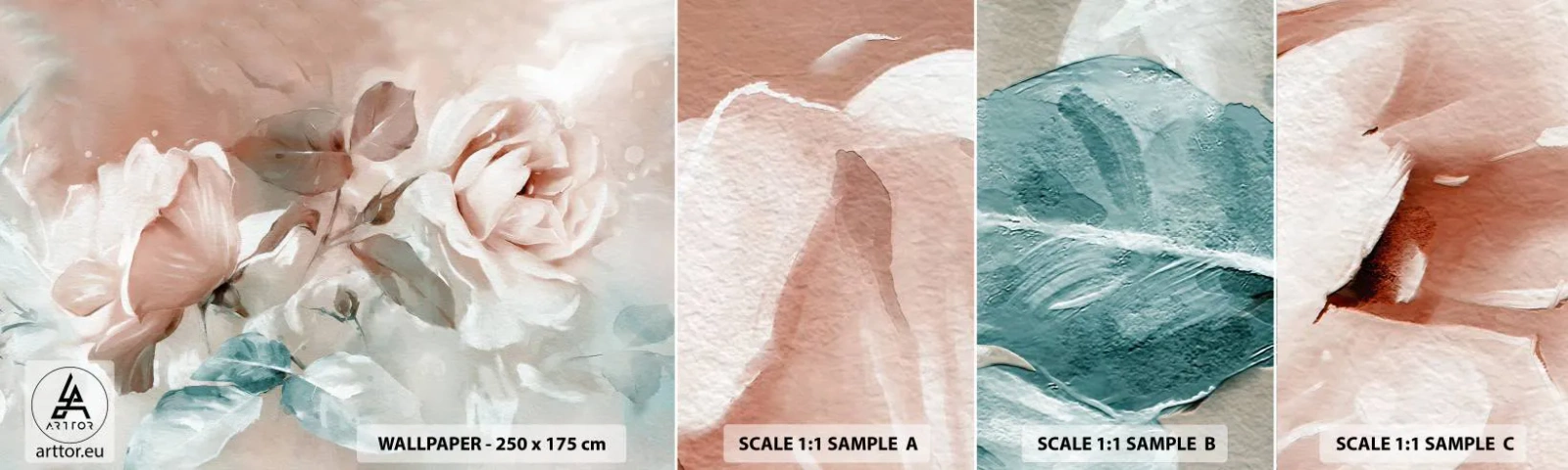 Fototapet Prøve Standard Eco - Den romantiske ånd - Blomster, Romantisk, Roser - 100x30 cm