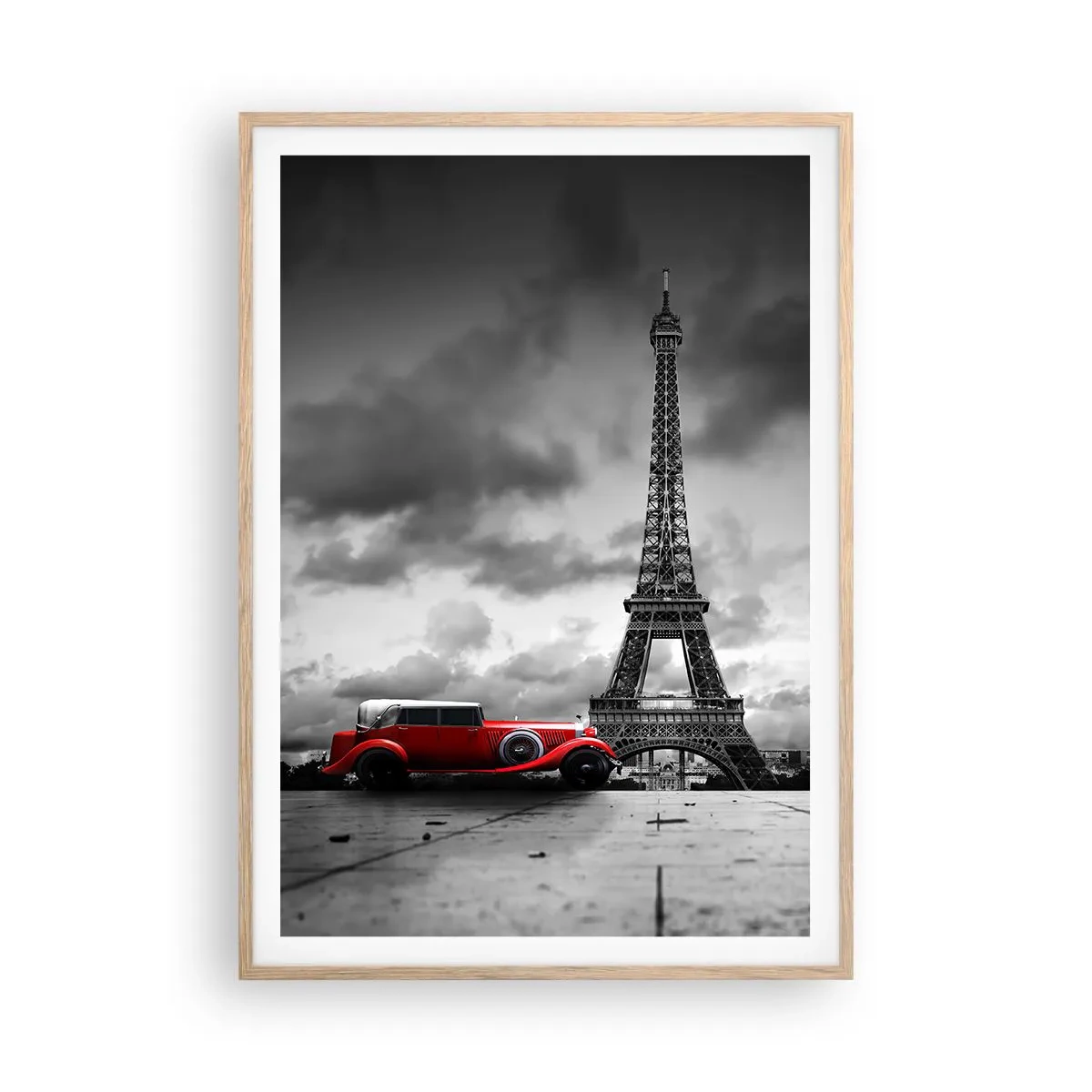 Plakat i ramme af lyst egetræ - For ikke så længe siden i Paris - 70x100 cm