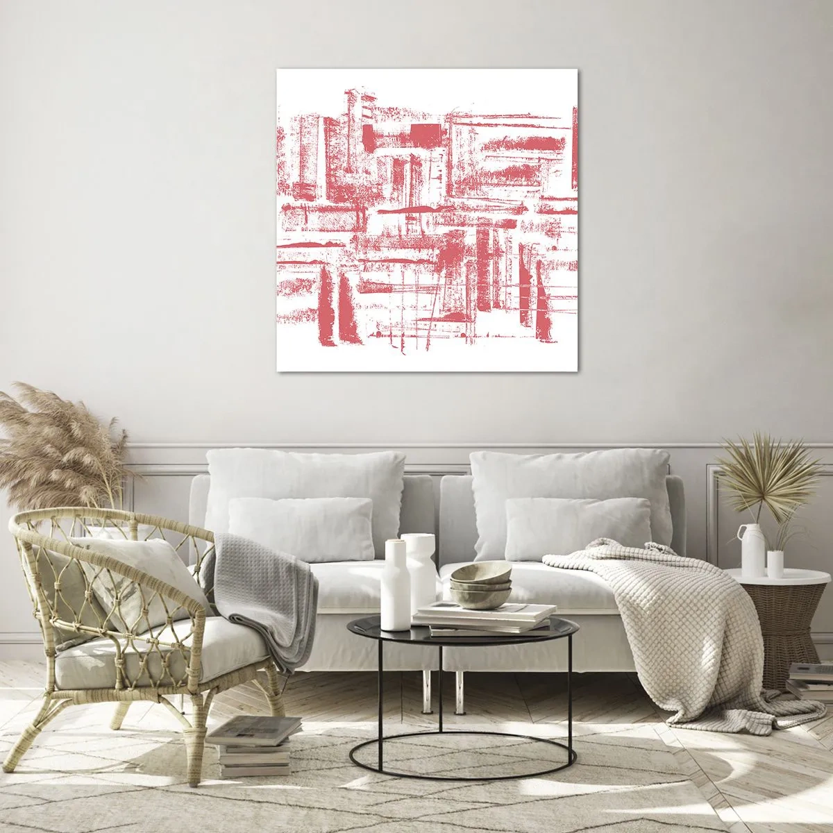 Billede på glas - Rød by - 60x60 cm