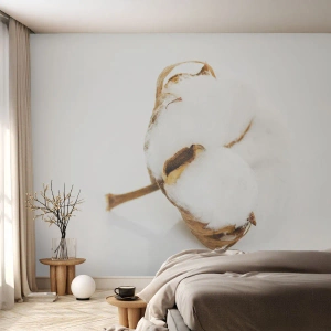 Fototapet Premium Sand - Blød af natur - Bomuld, Minimalistisk, Blomst - 100x70 cm