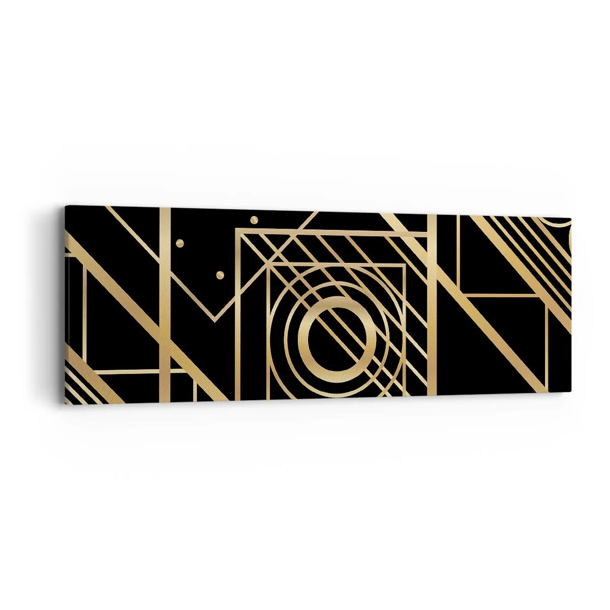 Lærredstryk - Billede på lærred - Gylden geometri - 90x30 cm