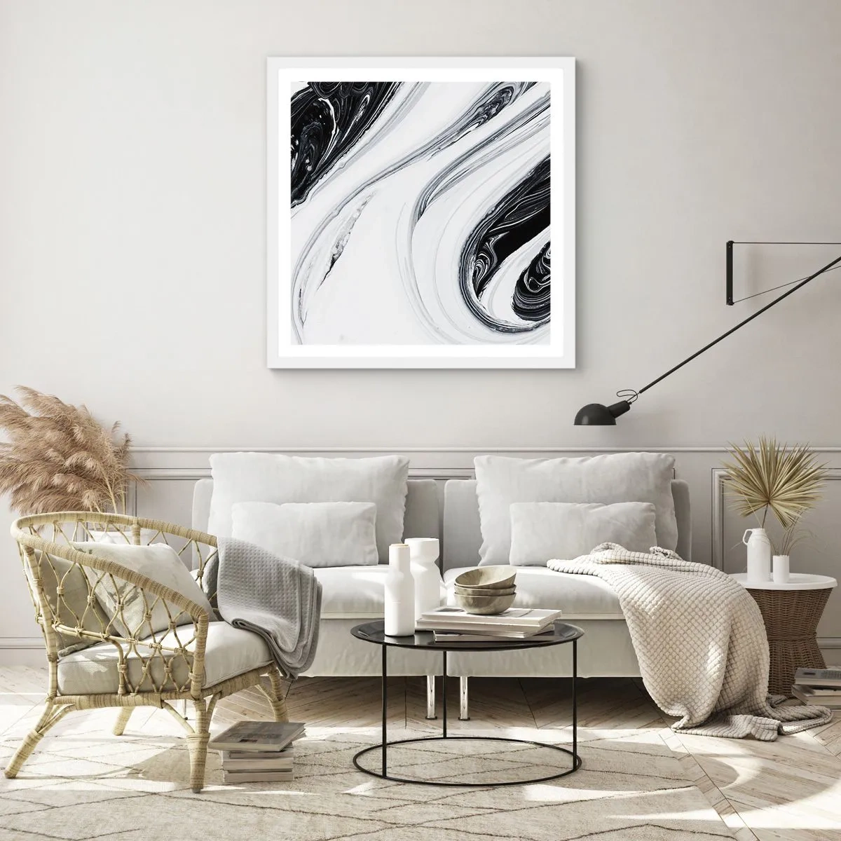 Plakat i hvid ramme - Kombination af modsætninger - 30x30 cm