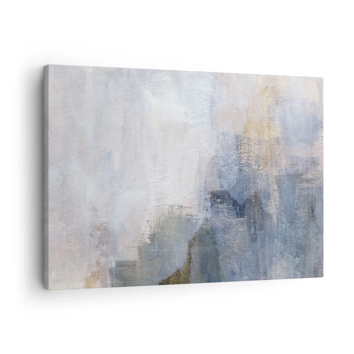 Lærredstryk - Billede på lærred - Diskrete abstrakte pletter i nuancer af blå og beige - 70x50cm - Farvetoner og akkorder - Moderne vægdekoration til stue og soveværelse ARTTOR