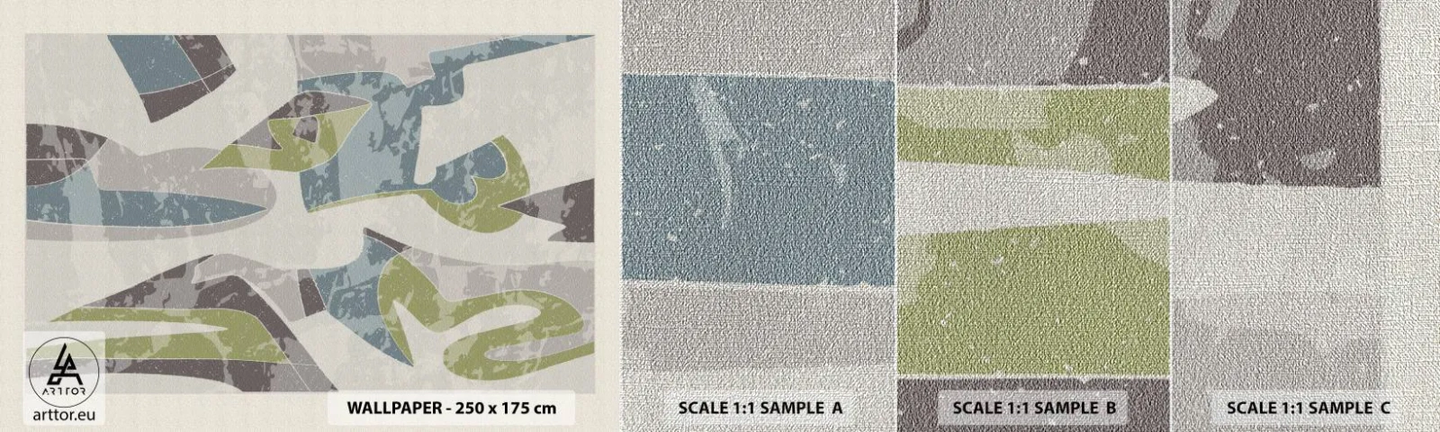 Prøve Fototapet Premium Canvas - Komposition bag glas - Former, Abstraktion, Pastel - 100x30 cm