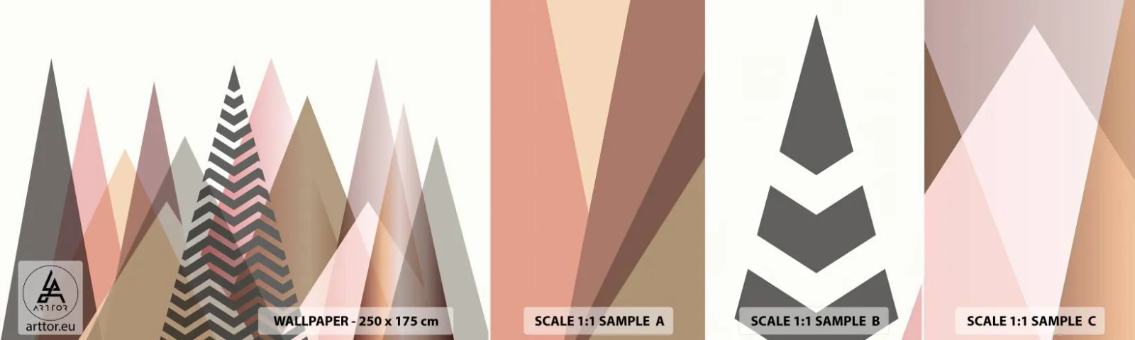 Fototapet Prøve Standard Eco - Pyramide udsigt - Abstraktion, Stykke, Trekanter - 100x30 cm