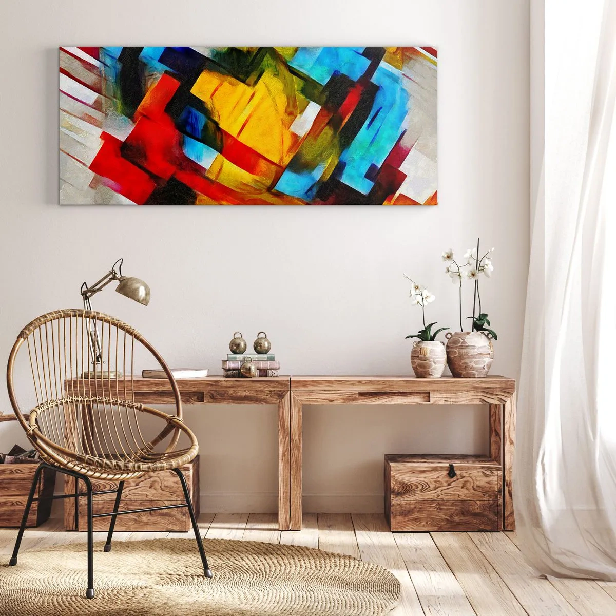 Lærredstryk - Billede på lærred - Flerfarvet lagdeling - 100x40 cm