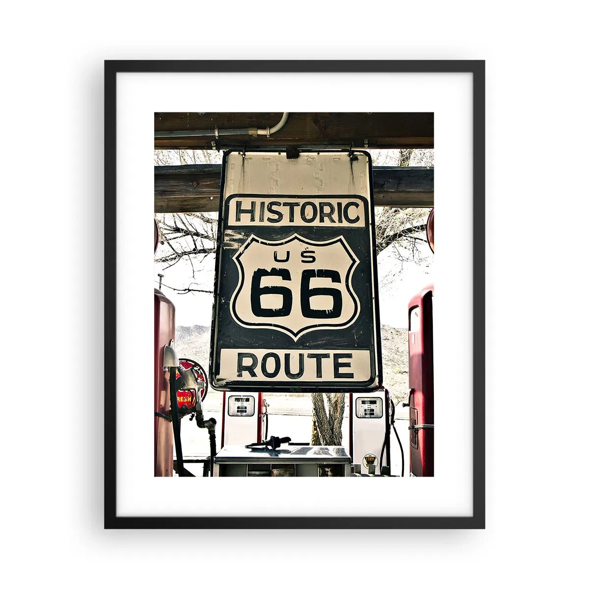 Plakat i sort ramme - En retro-amerikansk rejse - 40x50 cm