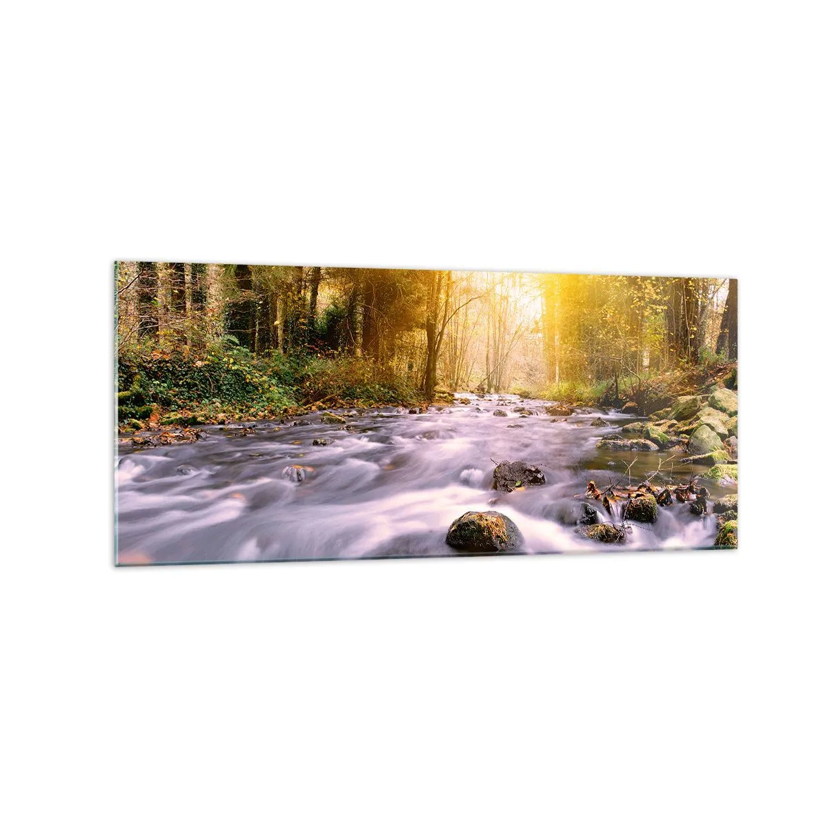 Billede på glas - Malachit i sølv- og guldfatning - 120x50 cm