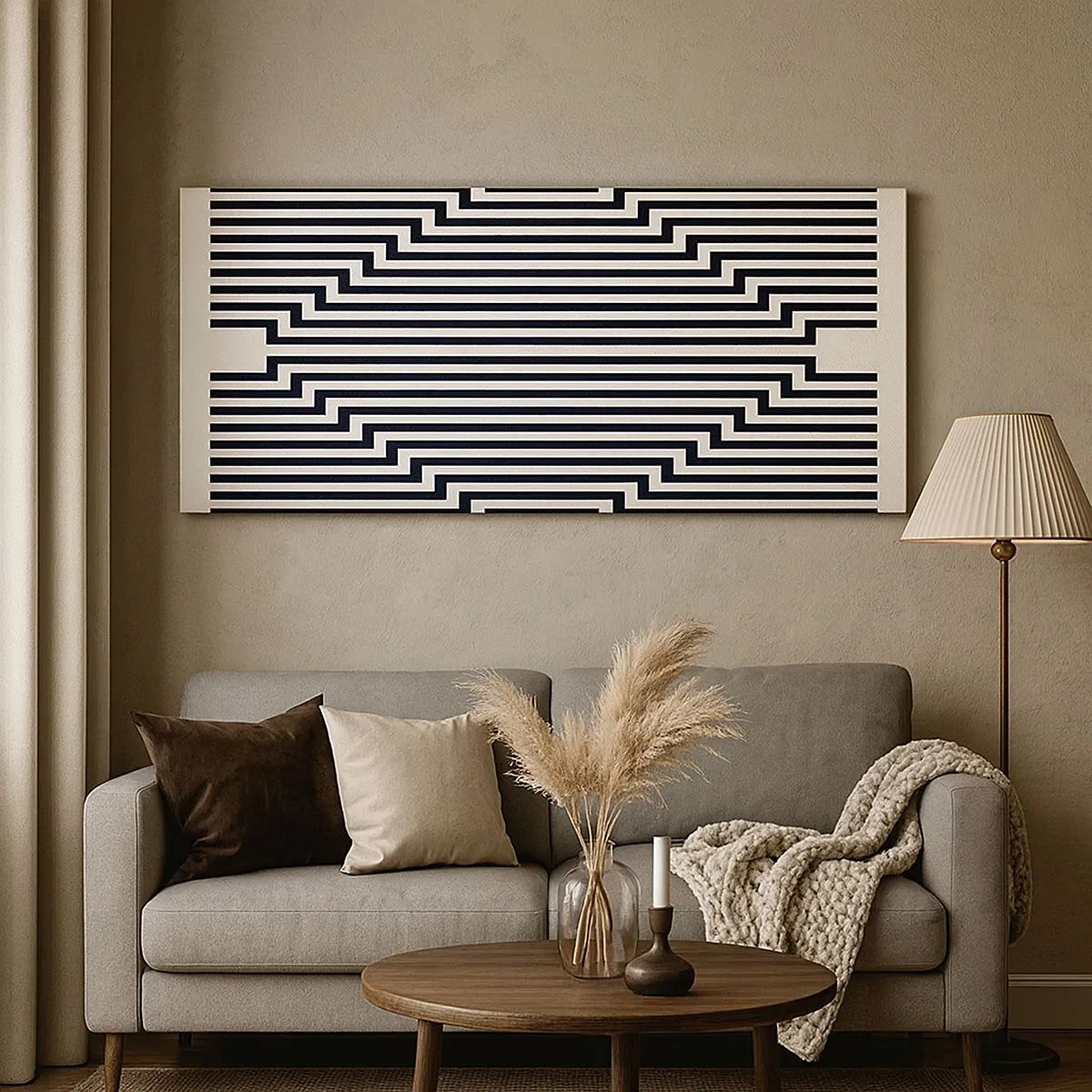 Lærredstryk - Billede på lærred - Geometrisk illusion - 100x40 cm