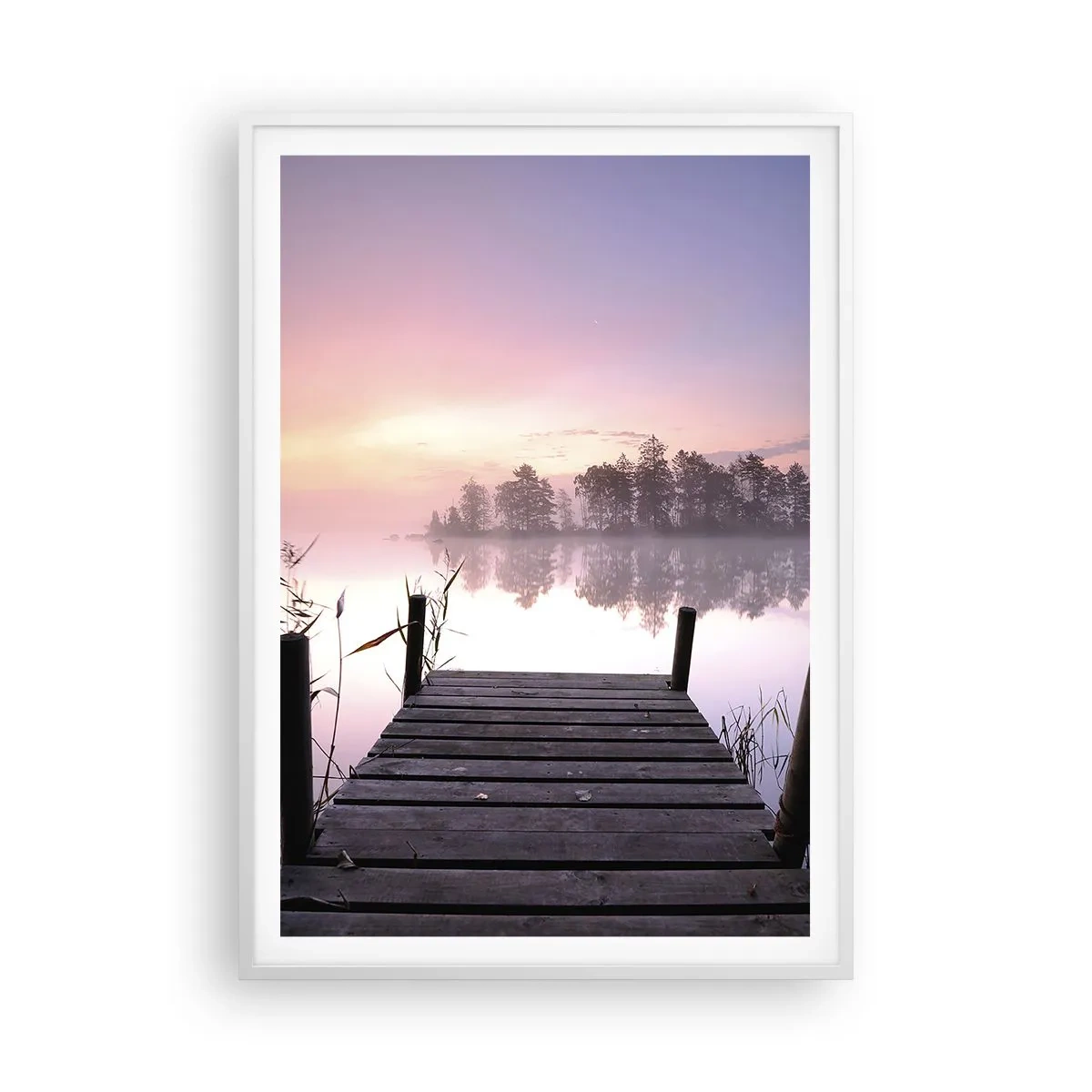 Plakat i hvid ramme - Ud af den lilla tåge... - 70x100 cm