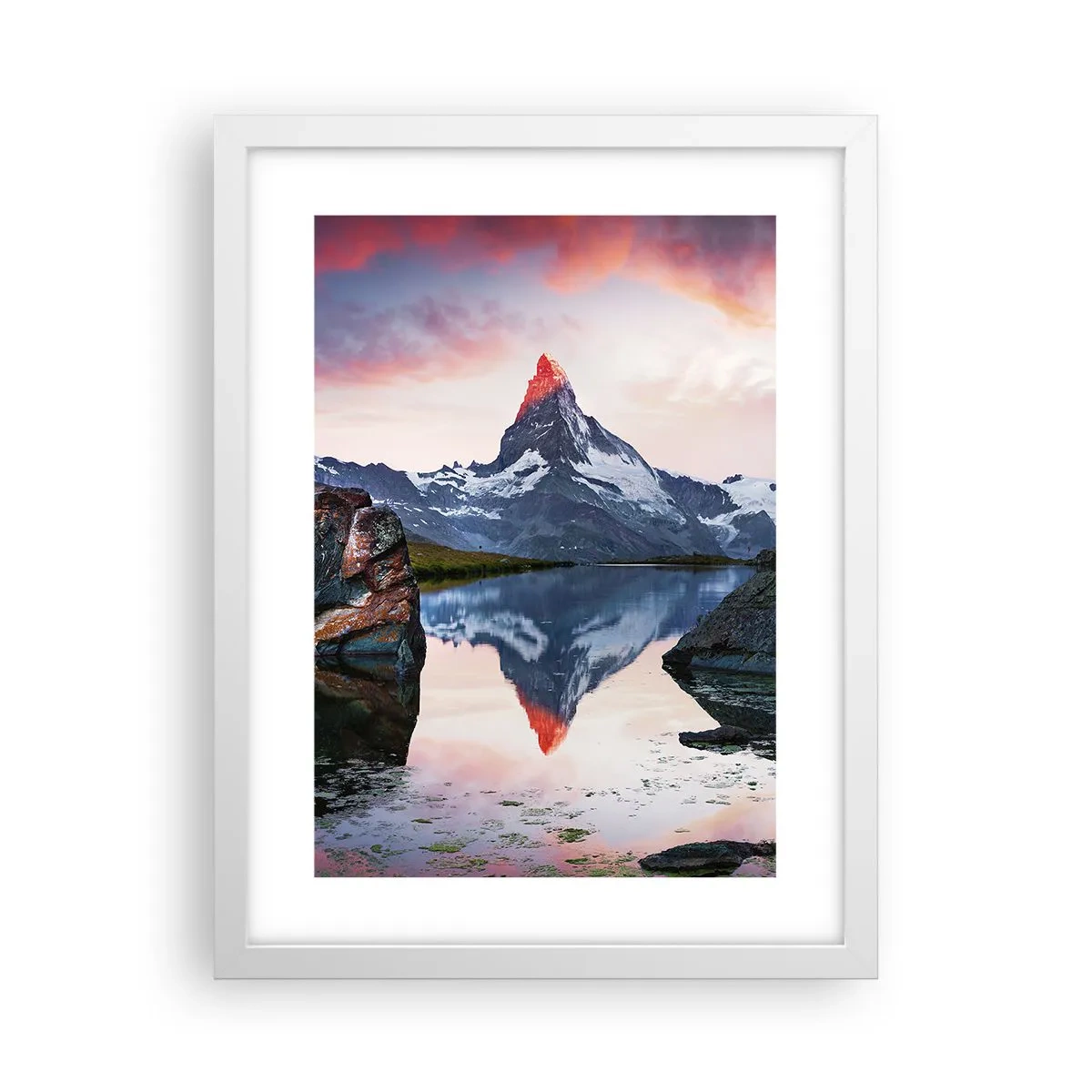 Plakat i hvid ramme - Bjergenes hjerte er varmt - 30x40 cm