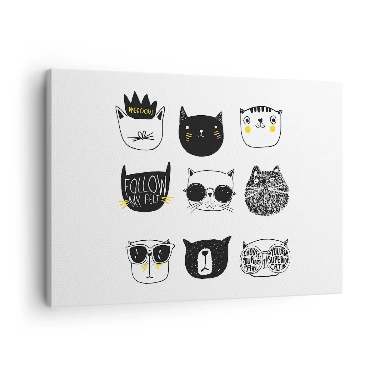 Lærredstryk - Billede på lærred - Stilfulde katteillustrationer i minimalistisk stil - 70x50cm - Alle andre - Moderne vægdekoration til stue og soveværelse ARTTOR