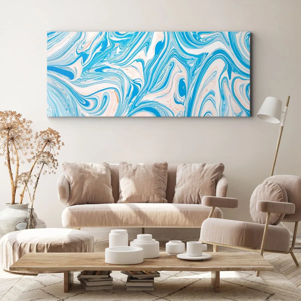 Lærredstryk - Billede på lærred - Marsk i turkis - 100x40 cm