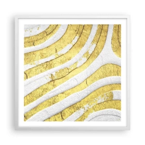 Plakat i hvid ramme - Sammensætning i hvidt og guld - 60x60 cm