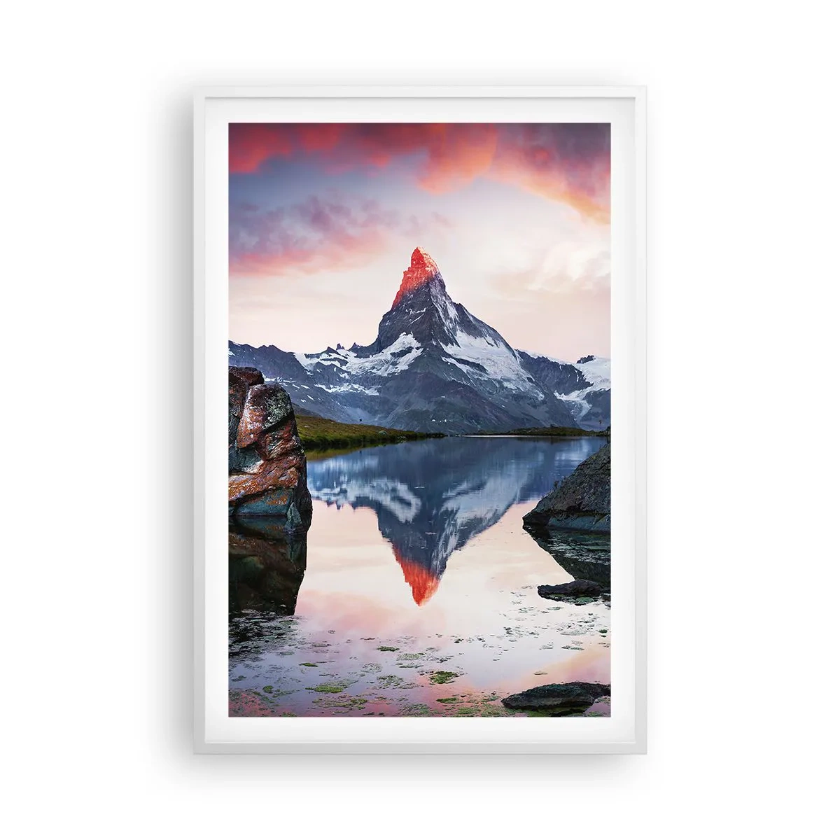 Plakat i hvid ramme - Bjergenes hjerte er varmt - 61x91 cm