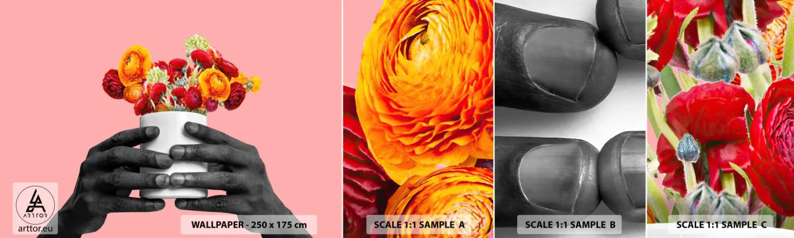 Prøve Fototapet Selvklæbende Deluxe Sticker - Livets apotheose - Abstraktion, Stykke, Blomster - 100x30 cm