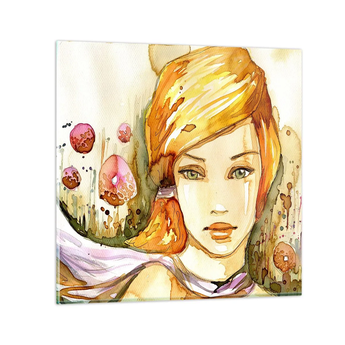Billede på glas - Smaragdblikket, der dulmer vreden - 30x30 cm