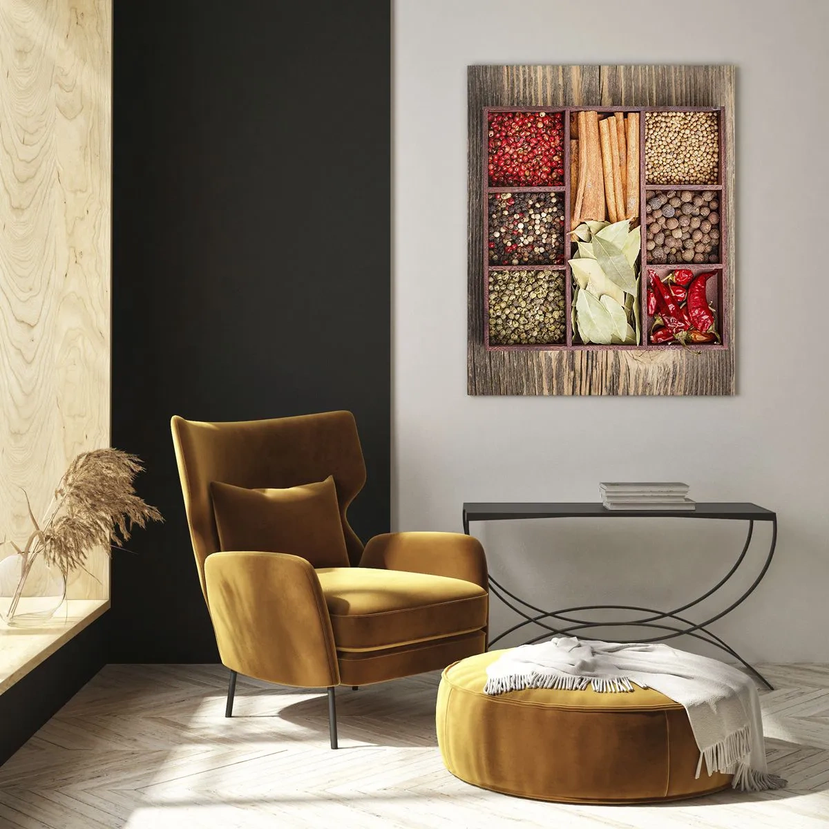 Billede på glas - Orden af former, duftbuket af aromaer - 50x70 cm