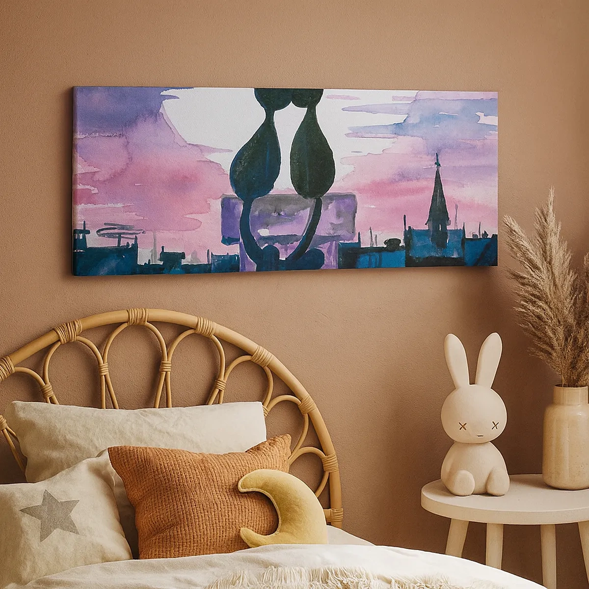 Lærredstryk - Billede på lærred - Rendez-vous under månen - 30x30 cm