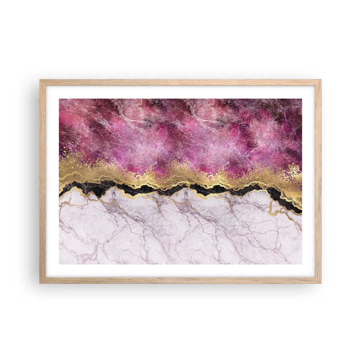 Plakat i ramme af lyst egetræ - På grænsen - 70x50 cm