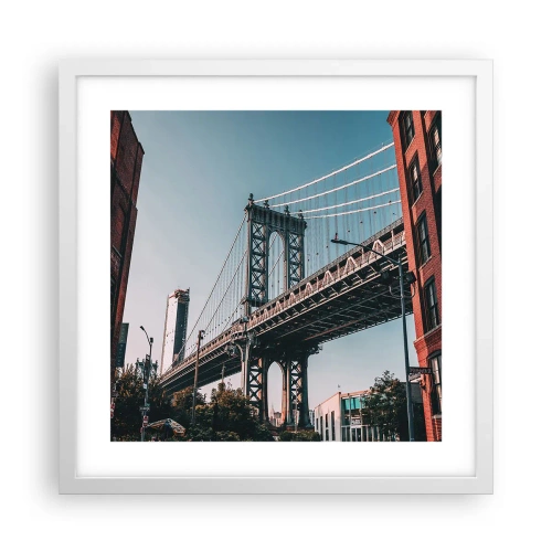 Plakat i hvid ramme - Over byens bølger - 40x40 cm