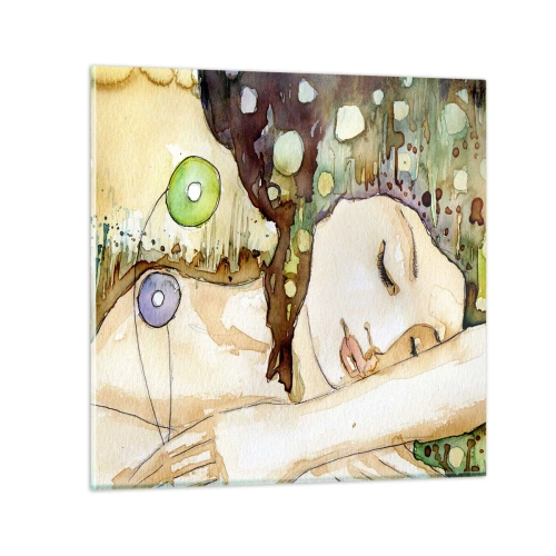 Billede på glas - Smaragd-violet drøm - 70x70 cm