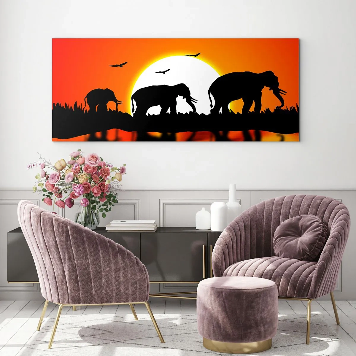 Billede på glas - Og om aftenen til en lille drink - 140x50 cm