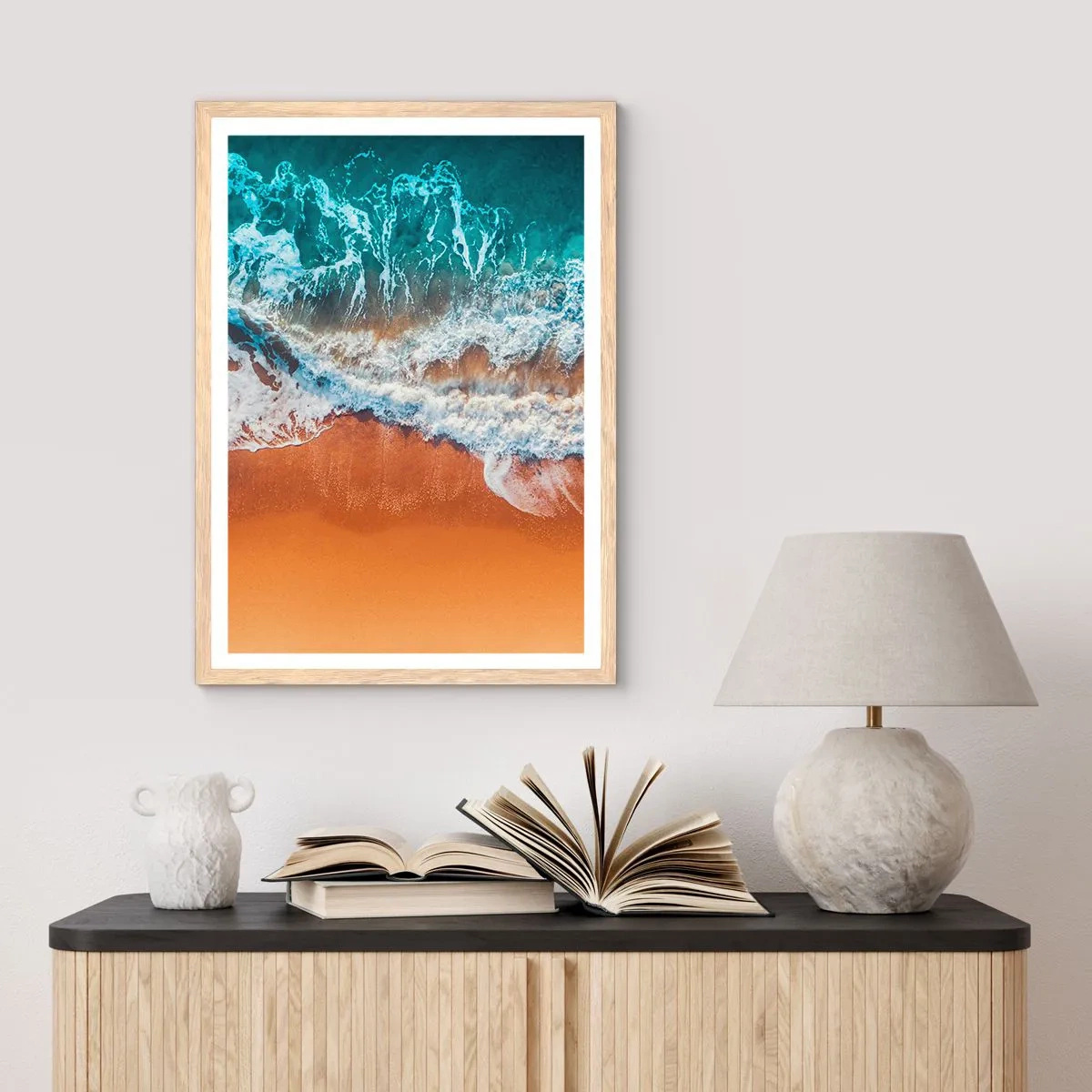 Plakat i ramme af lyst egetræ - Altid i tandem - 70x100 cm