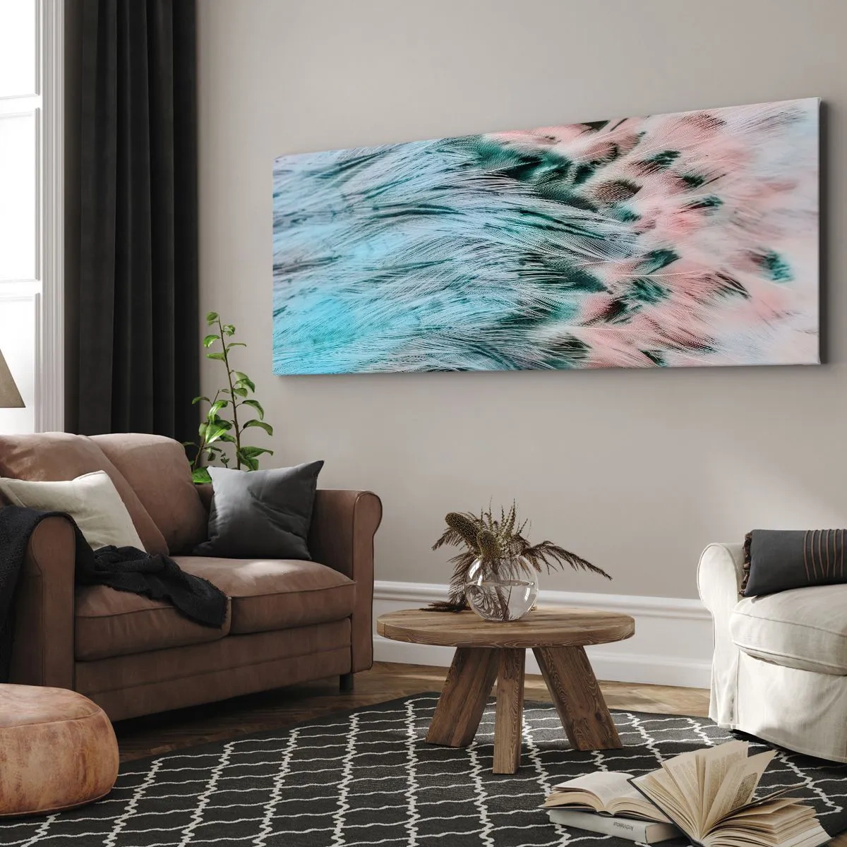 Lærredstryk - Billede på lærred - Safir lyserød fnug - 100x40 cm