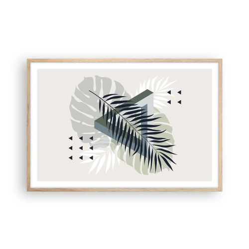 Plakat i ramme af lyst egetræ - Natur og geometri - to ordener? - 91x61 cm