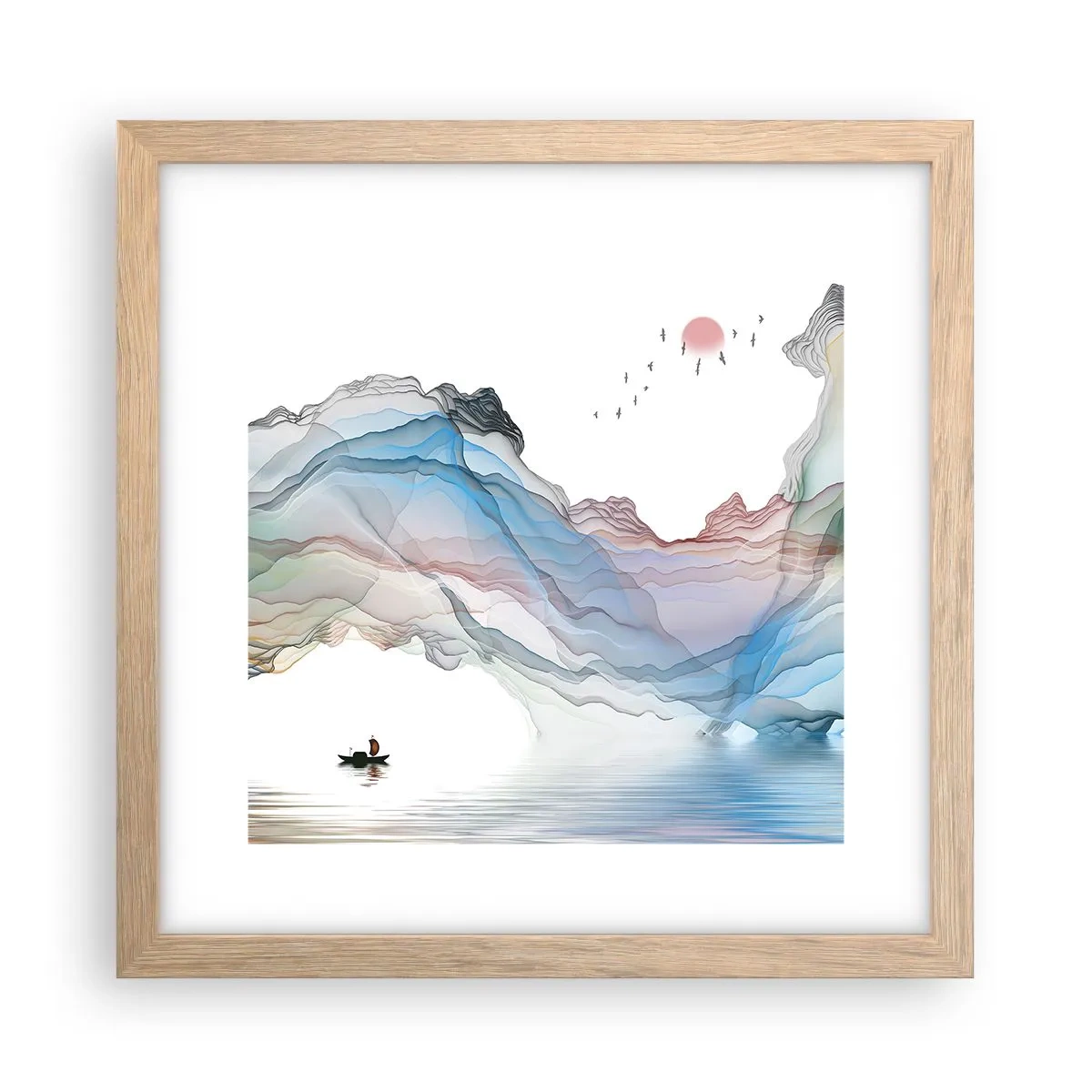 Plakat i ramme af lyst egetræ - Mod krystalbjergene - 30x30 cm