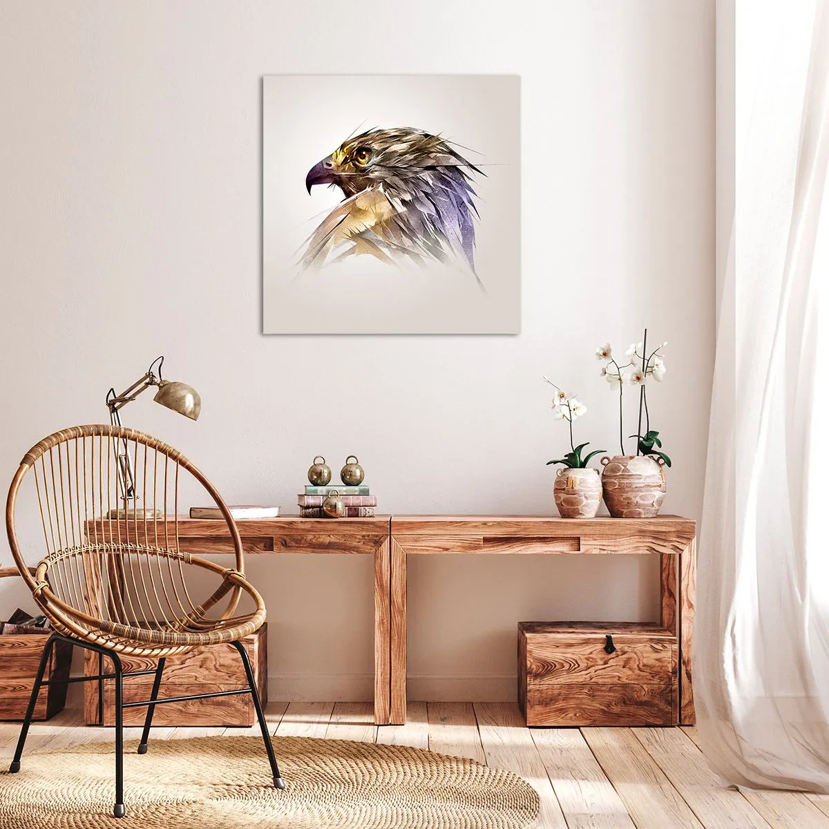 Lærredstryk - Billede på lærred - Portræt af en kriger - 70x70 cm