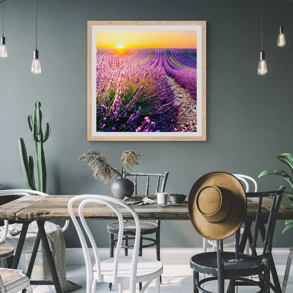 Plakat i ramme af lyst egetræ - Duftende plet - 40x40 cm