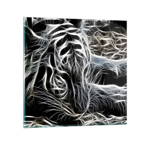 Billede på glas - En undersøgelse af kattens lethed - 40x40 cm