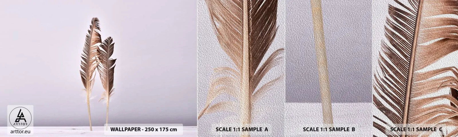 Prøve Fototapet Premium Sand - Mod intetheden - Fuglefjer, Stykke, Grafik - 100x30 cm